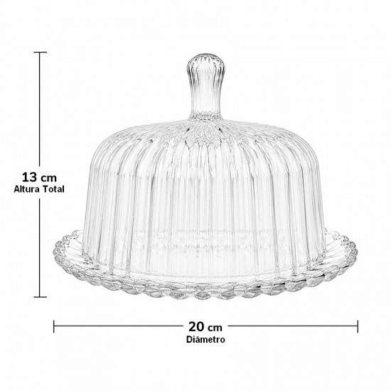 Queijeira De Vidro 20cm Por 12cm Em Vidro